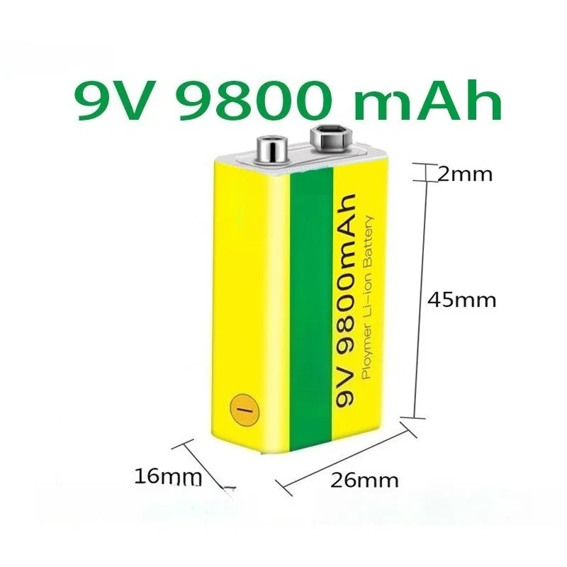 9V 9800mAh Micro USB Rechargeable Lithium Battery For Multimeter Wireless Microphone KTV Equipment Remote Control Toy