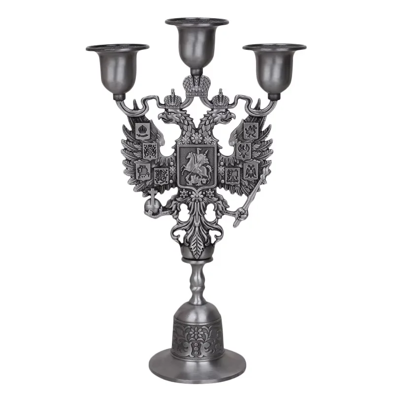 Double-headed Eagle Metal Ornament Home Decoration Candle Light Dinner Candle Holder Antique Three-headed Wax Table