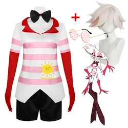Hazbin Cosplay Hotel Dust Angel Cosplay Costumes Hotel Suits Glasses Wig Cosplay Halloween Carnival Party Cos Women Girls Gifts