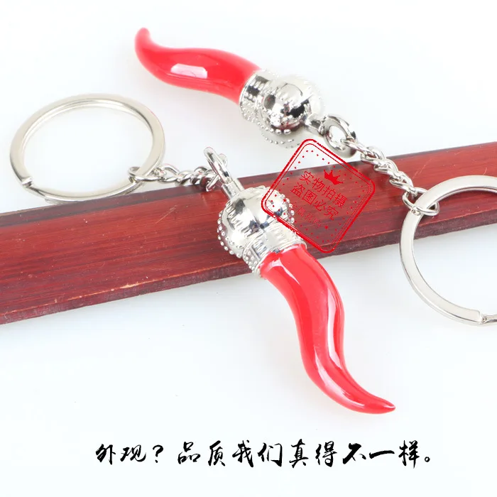 Wholesale 2PC set  Factory priced customized tourist souvenirs Red Hot Metal Red Chili Key Chain Keychain Gift