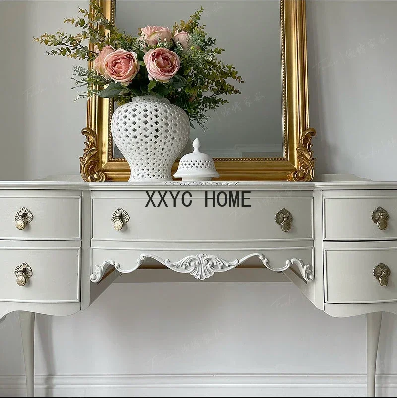 Simple Solid Wood Dressing Table American Light Luxury Master Bedroom White High-End Custom Dressing Complete Set