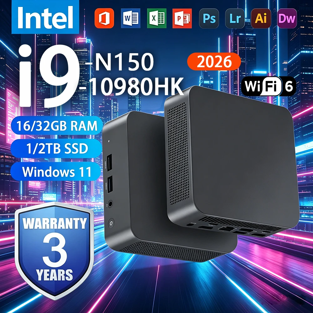 Mini PC Intel Core I9 10980HK Intel N150 Windows 11 16GB 32GB DDR4 1TB SSD WIFI 6 BT5.2 4K HD Desktop Computer Gaming PC Gamer