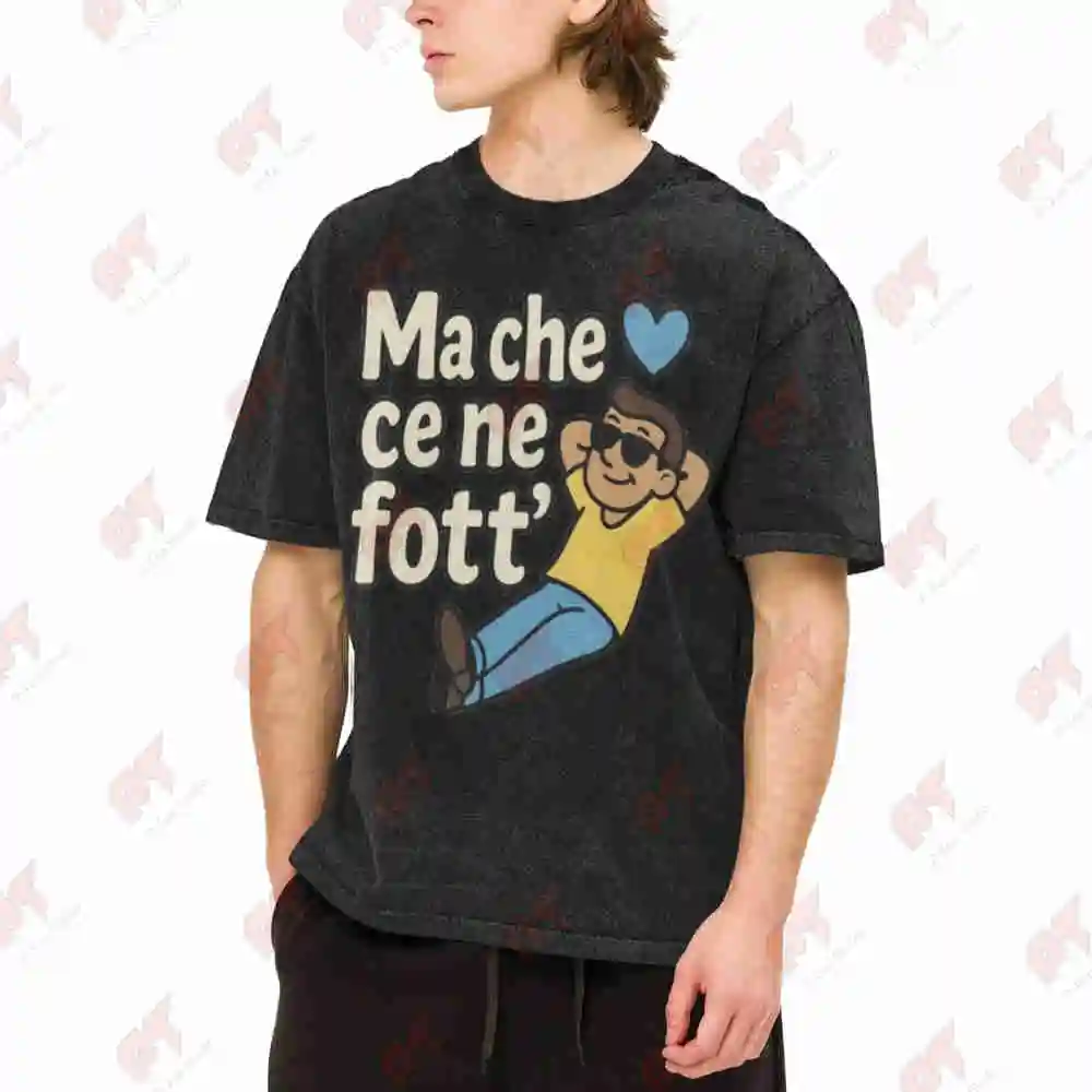 Neapolitan What Do I Care Naples Vintage Washed Tee Pure Cotton T-Shirt
