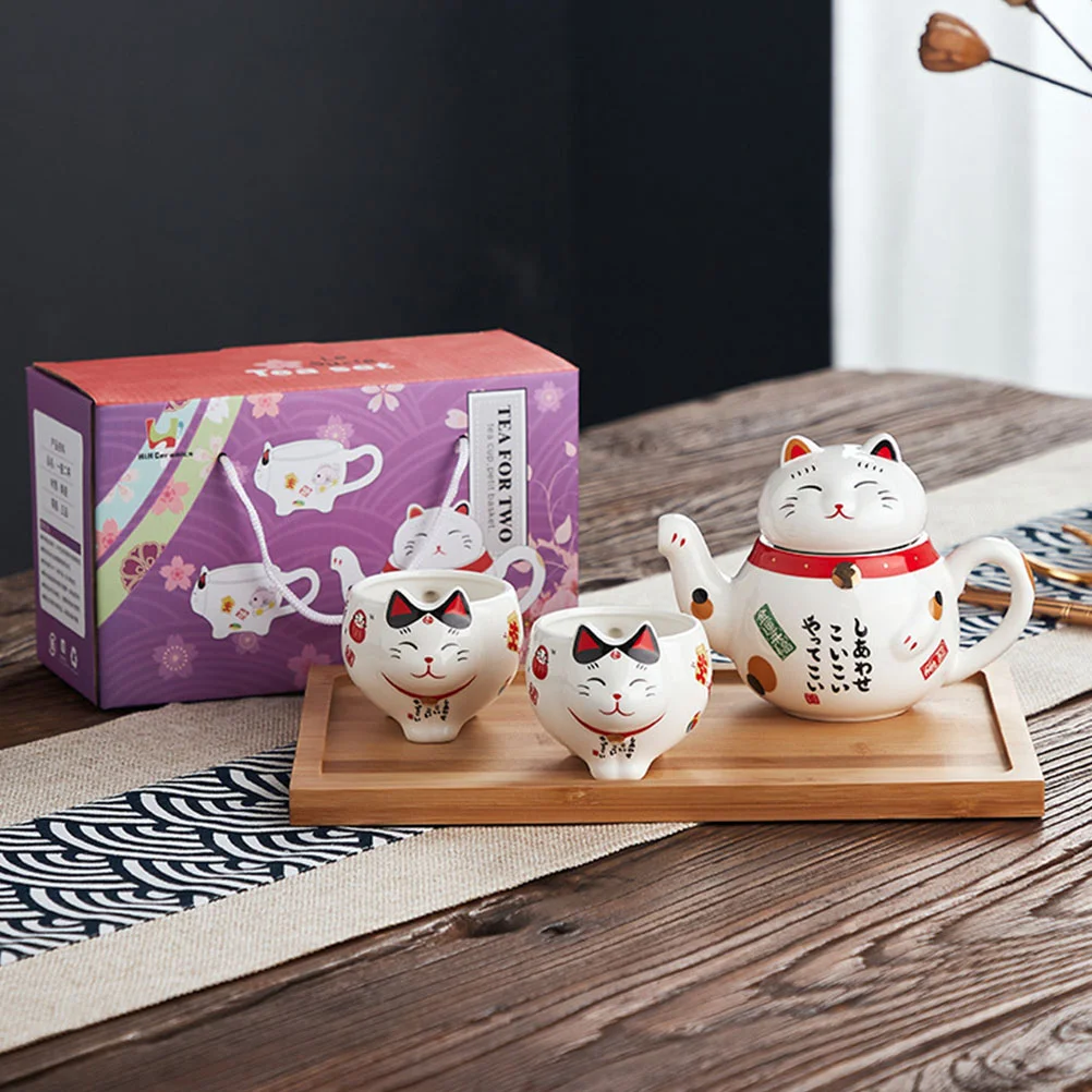 Tea Teapot Set Cat Ceramic Lucky Cup Japanese Cups Pot Asian Kettle Travel Maneki Neko Teaware Kungfu Maker Service Portable