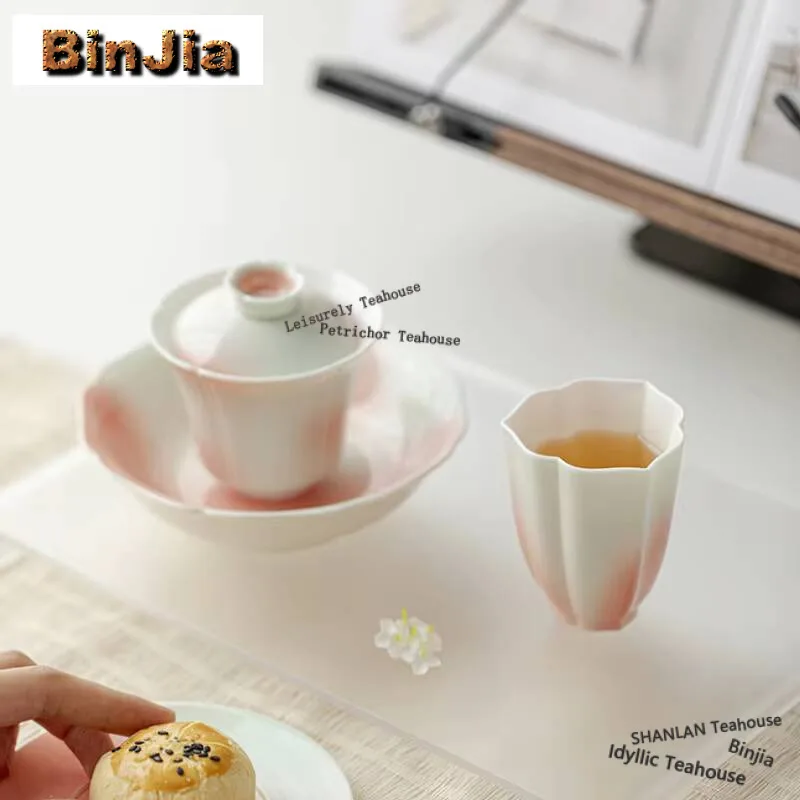 90ml Creative Grapefruit Jasmine Galze Ceramic Teacup Flower Petal Mouth Master Cup Tasting Fragrant Mug Kung Fu Teaset Craft