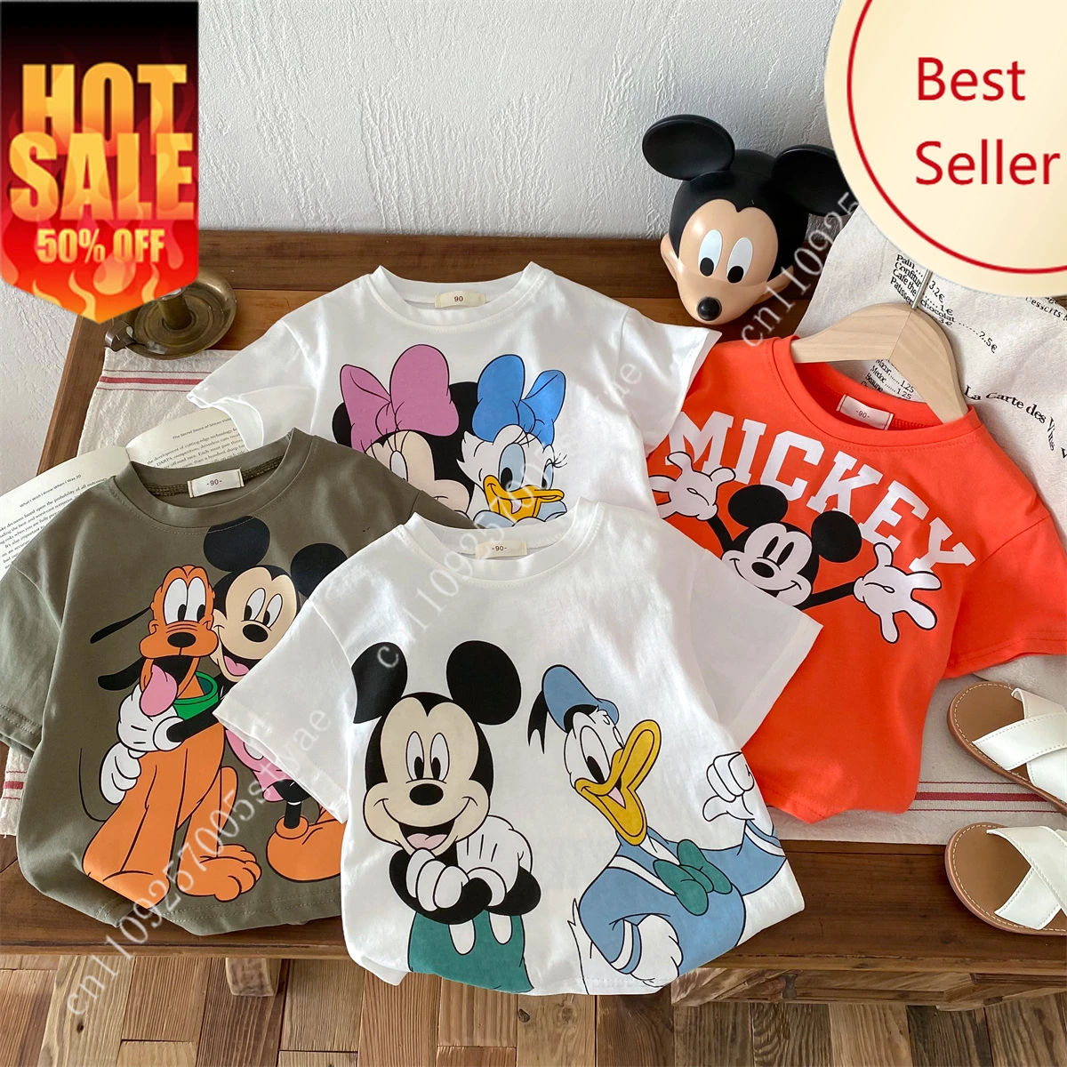 

Disney T-shirt Mickey Mouse Blouse Short Sleeve Tshirt Spring Top Children Tee Boys Girls Shirt Leisure Clothes For Kid