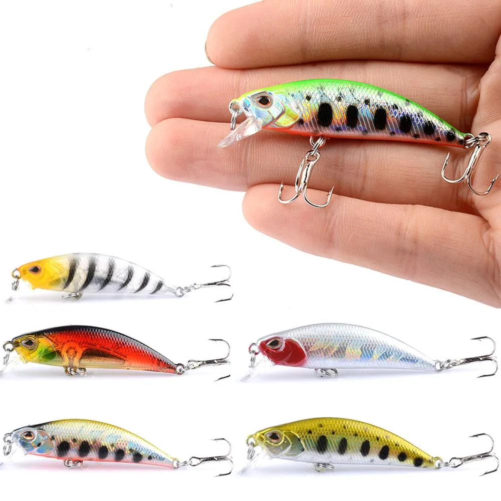 1 Stuks Minnow Vissen Lokken 4.9G 6Cm Wobbler Slow Sinking Kunstmatige Plastic Harde Aas Crankbait Voor Bas Pike pesca Visgerei