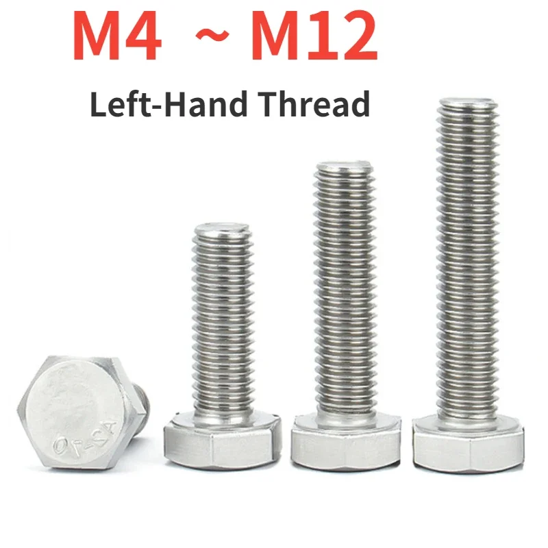 Uxcell 2-Pack M10-1.5 X 50mm Left Hand Hex Head Bolt – 304 Stainless Steel Reverse Thread Fully Threaded Fastener For Machinery, Auto, Construction