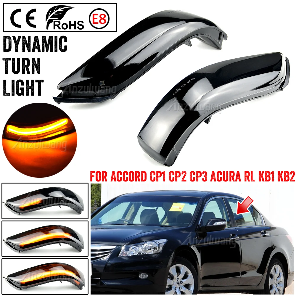 2Pcs Dynamic LED Turn Signal Light Mirror Indicator Blinker For Honda Accord CP1/CP2/CP3 2008-2013 Acura RL (KB1/2) 2006-2009