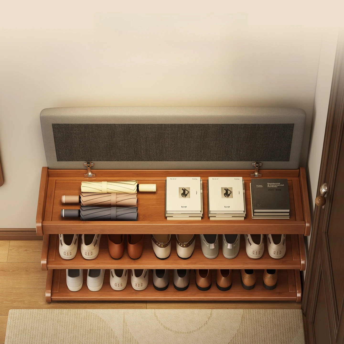 Shoe Cabinet Stool Upholstered Flip Top Shoe Storage Bench Entryway Hallway Cushion Seat Removable Shoe Rack Organizer Furniture