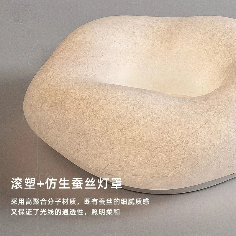Wabi Sabi Silk Ceiling Light Cream Style LED Flush Mount Lamp With 3 Color Changing For Bedroom Living Room Home Decor