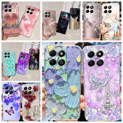 Flower Butterfly Women Fashion Back Cover For Huawei Honor X6b X6a Plus HonorX6 4G 5G Phone Funda Transparent Soft TPU Silicone