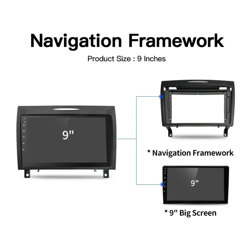 9INCH Car radio frame For  Mercedes Benz SLK class R171 SLK280 SLK300 Android Big Screen Radio Audio Kit Fascia Panel