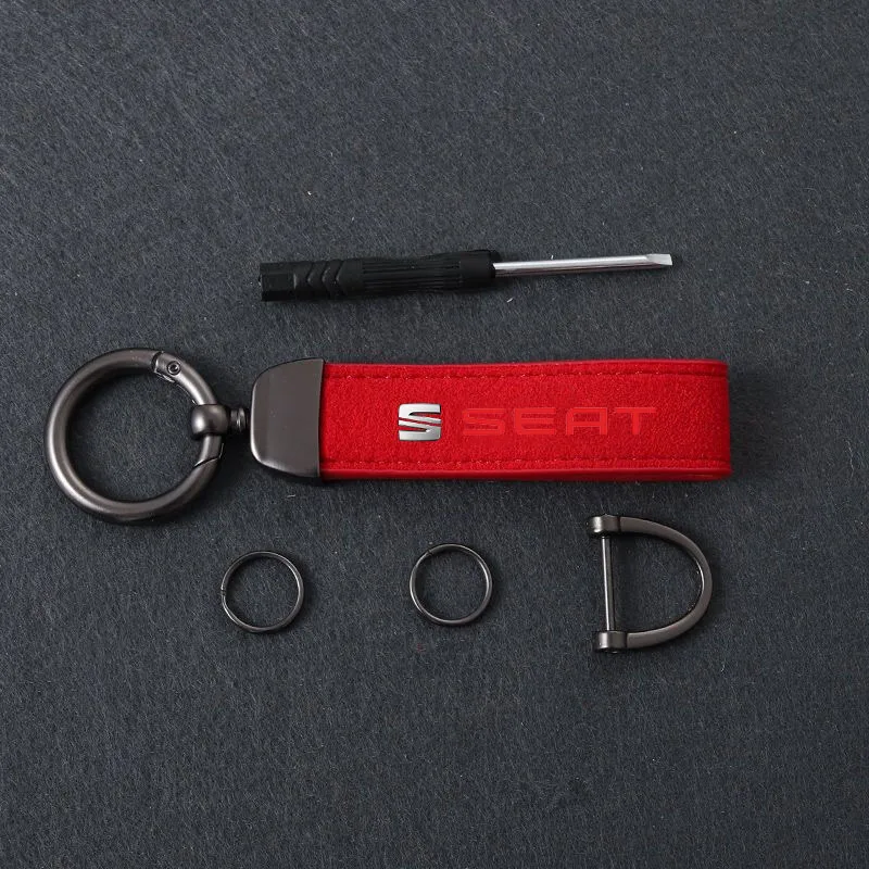 Suede Car Styling Suede Leather Keychain Metal Keyring Fob For Seat FR Leon Mk3 Mk2 Mk1 Ibiza Ateca Altea Cupra Auto Accessories