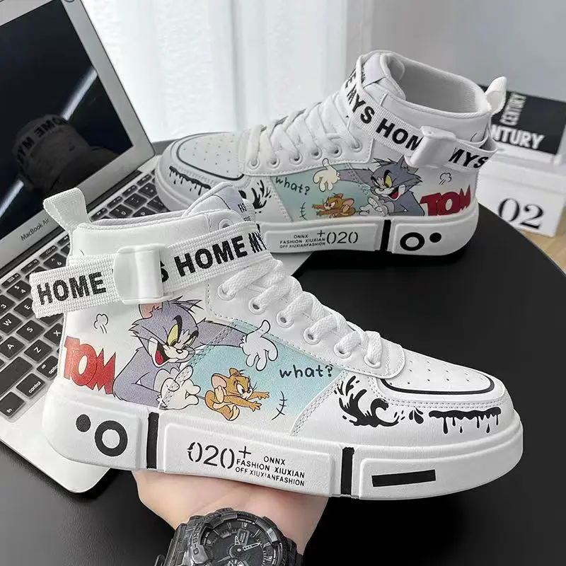 Anime Cartoon Cat And Mouse Kids spring autumn Sports Shoes Teenager Casual Sneakers Boy Girl Children Comics High-top Sneaker