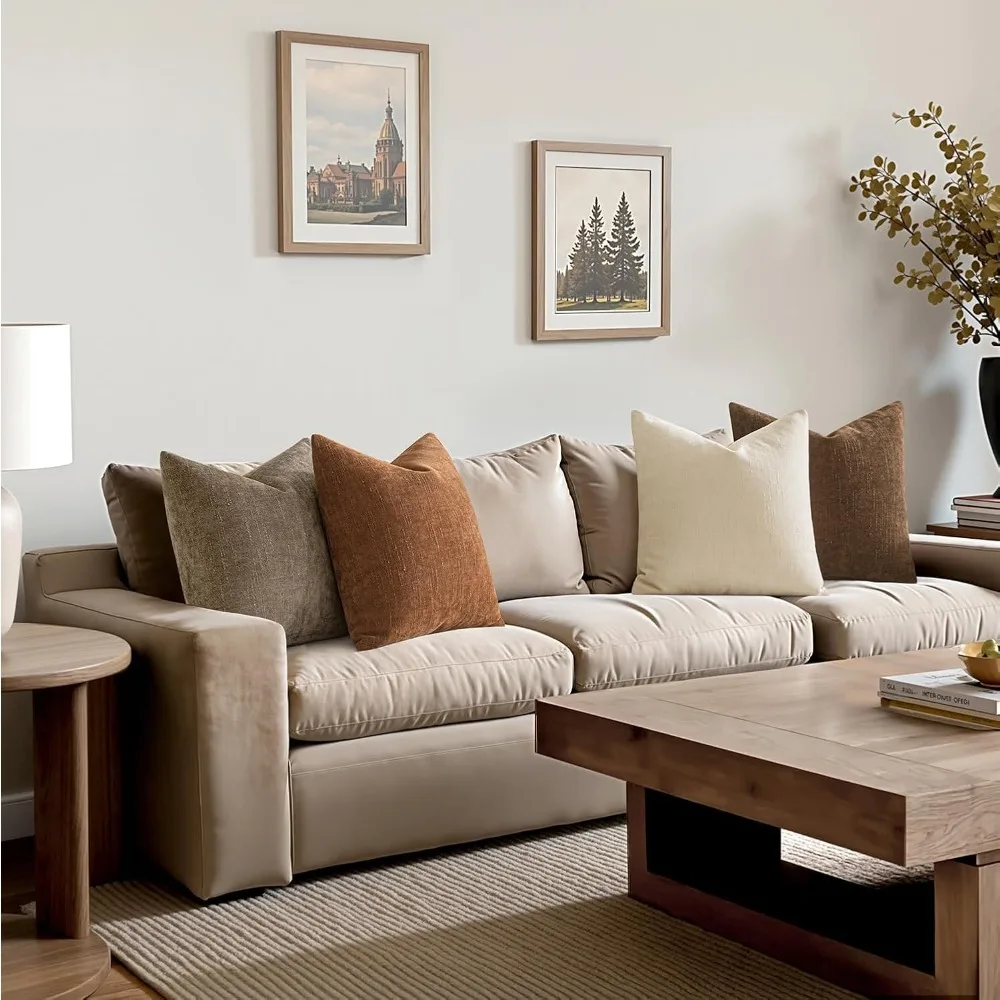 مجموعة من 4 24 أغطية وسائد على طراز مزرعة شانيل بوهو باللون البني لهجات ريفية #2