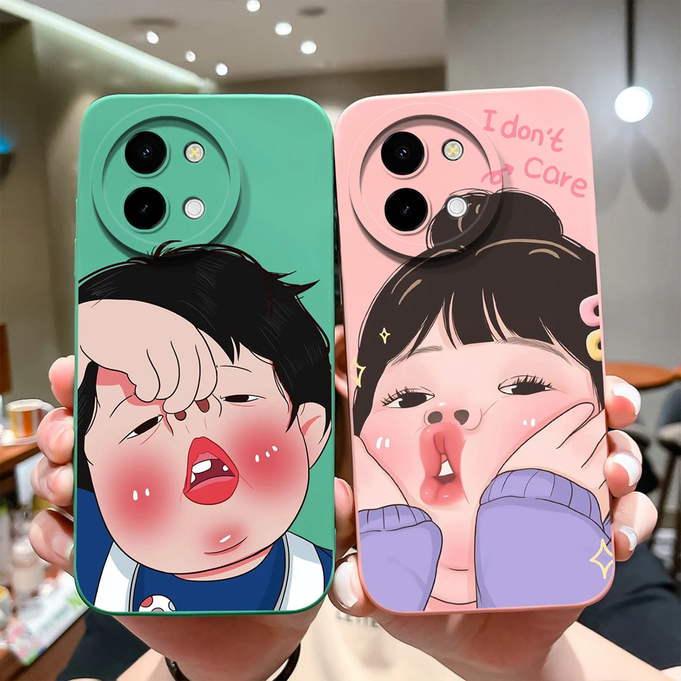 For Vivo Y38 5G Phone Case Lovely Cartoon Panda Pattern Soft Liquid Silicone Shockproof Protective Back Cover For Vivo Y 38 Capa