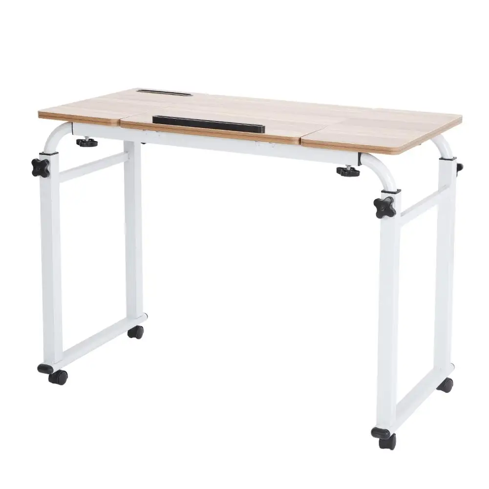 Adjustable Laptop Cart Mobile Computer Desk Overbed Writing Table with Wheels 04#
