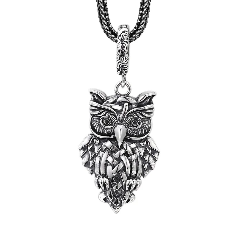 Unisex 925 Sterling Silver Owl Pendant Necklace Antique Finish Vintage Owl Jewelry Gift