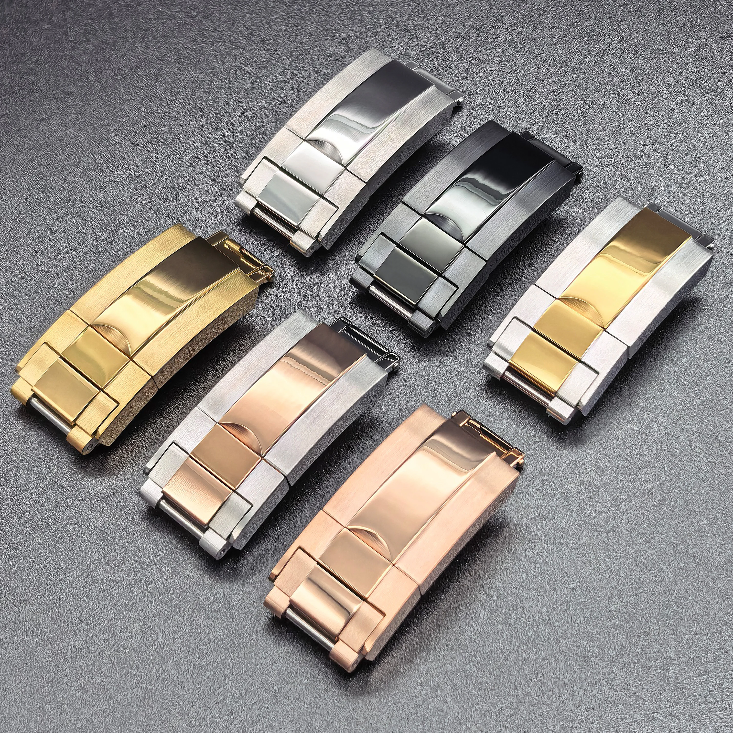 Short Cover 16×9mm Silver Gold Rosegold Black Folding Watch Clasp For Rolex Submariner Daytona GMT Metal Deployment Buckle
