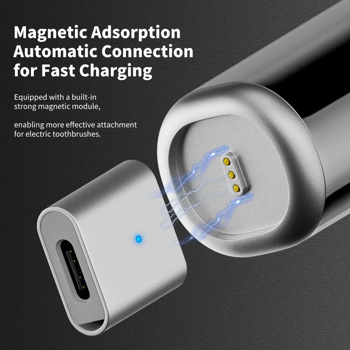 USB-C to Magnetic Charging 3 Pin Adapter for Electric Toothbrushes, Compatible with Laifen Wave Toothbrush, Fast Charging 2pack