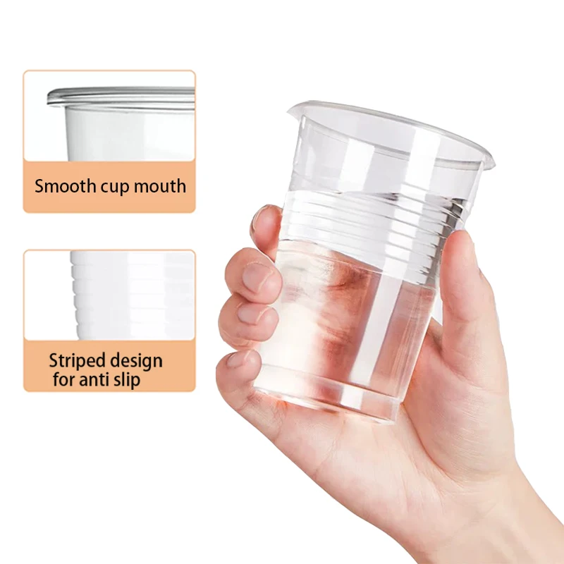 50PCS Disposable Clear Plastic Cups Outdoor Party Disposable Plastic Drinking Cups Coffee Milkshakes Orange Juice Tea 300ml