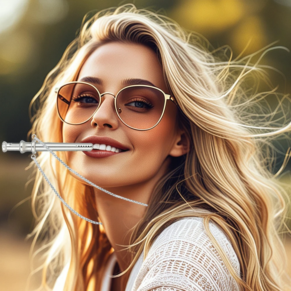 Collana con fischietto resistente alla respirazione Collana con fischietto da meditazione in acciaio inossidabile Gioielli da meditazione per ansia e sollievo dallo stress