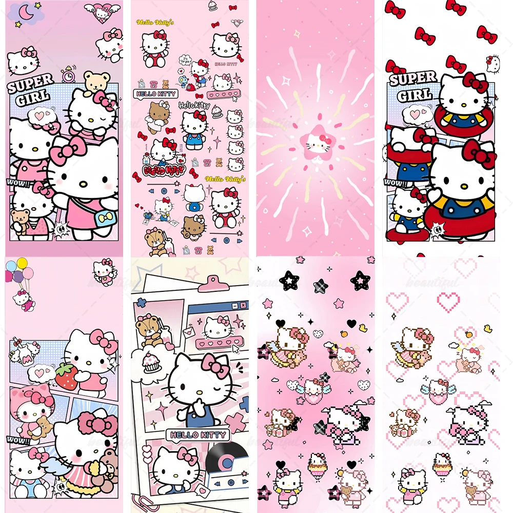 

Cute Hello Kitty Theme Birthday Party Cartoon Hand Drawn Style Decoration Home Wall Door Cover Girl Room Supplies Hang Flag