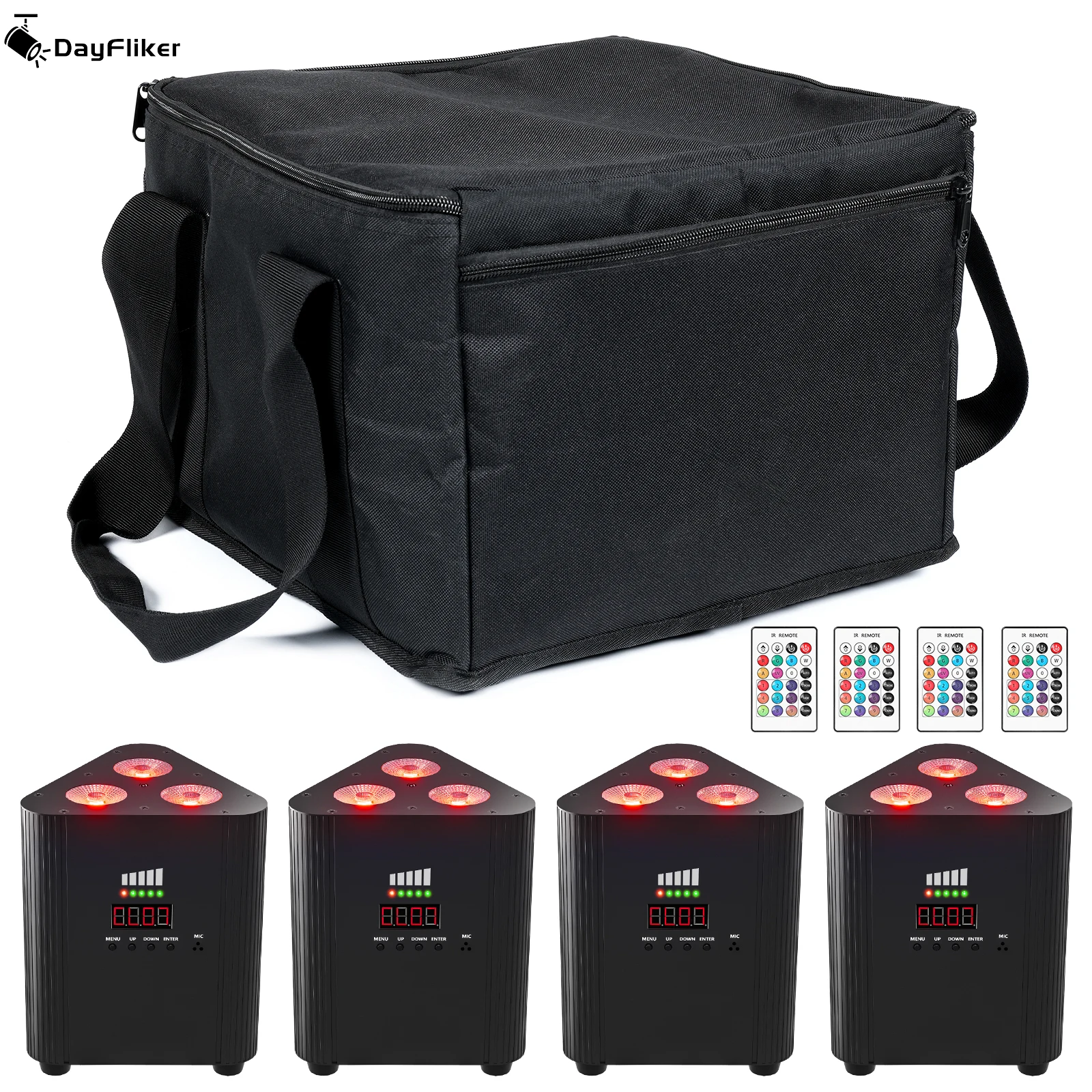 Yiflamefly 4× Wireless PAR 4-in-1 – DMX512 Akku-Bühnenlicht...