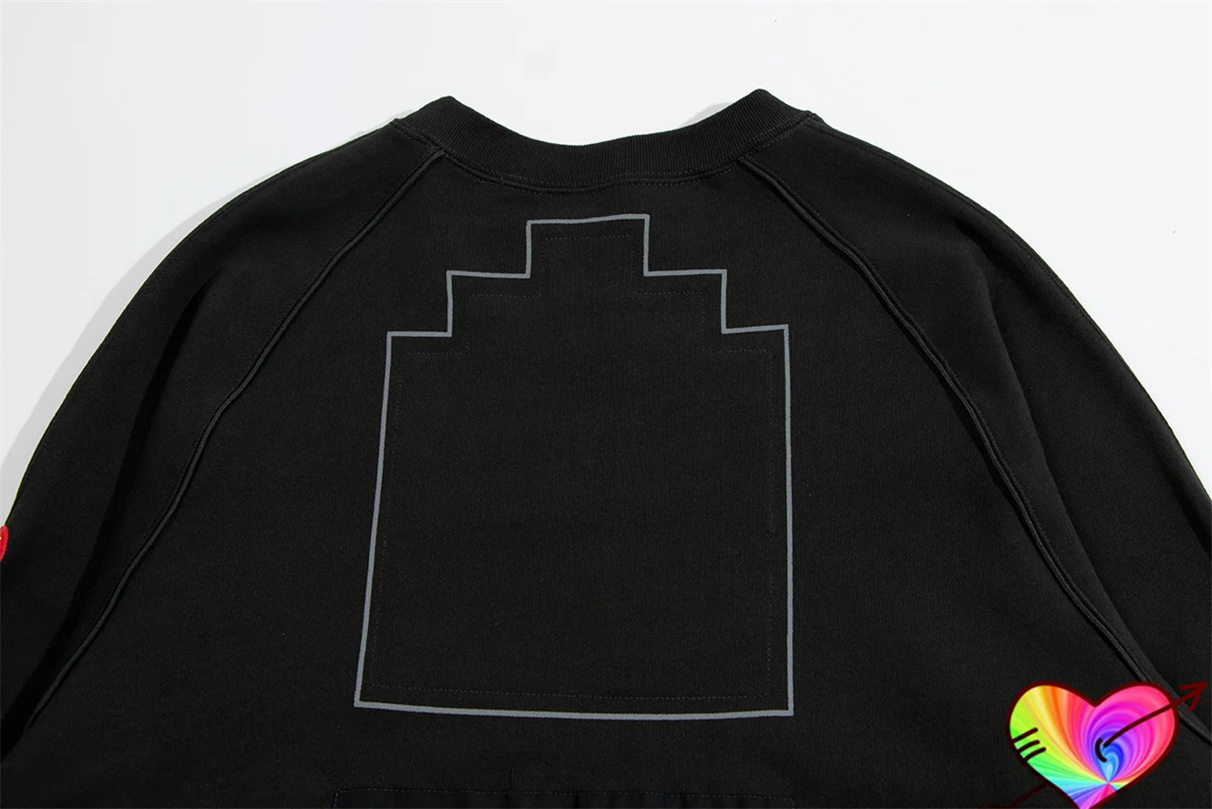 Black CAVEMPT Crewneck Hoodie Men Women Rectangle Graphic CAV EMPT Sweatshirts Cutting Lines C.E Pullovers