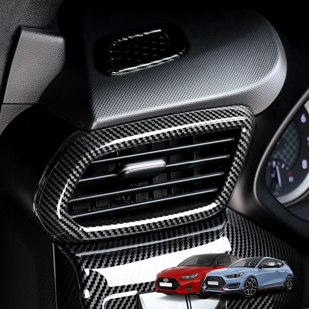 2PCS Front Dual‑Side Air Vent Cover Trim ABS Car Interior Decor Parts For Hyundai Veloster JS 2019-2022 Left‑Hand Drive