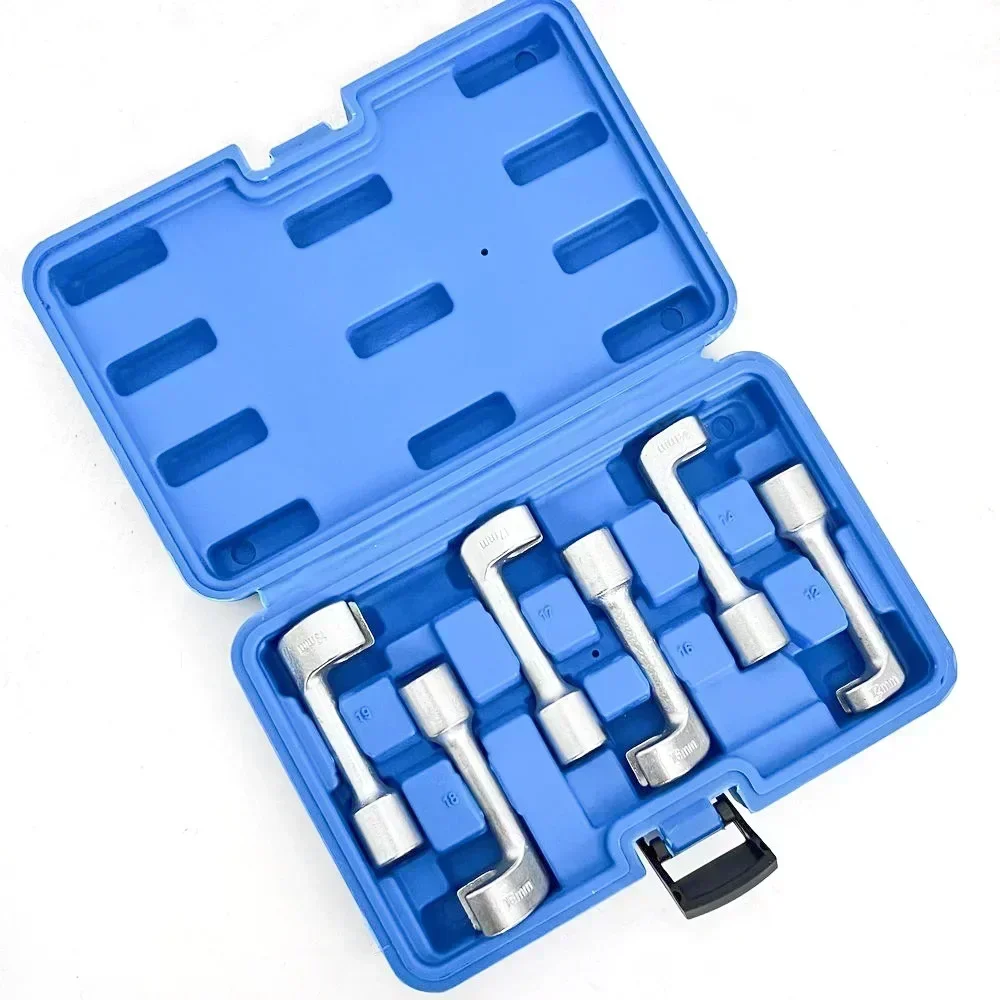 

6pcs Diesel Injector Fuel Line Socket Wrenches 1/2" Drive Nut Wrench Opening Socket L Type Removal Socket Open End Wrench