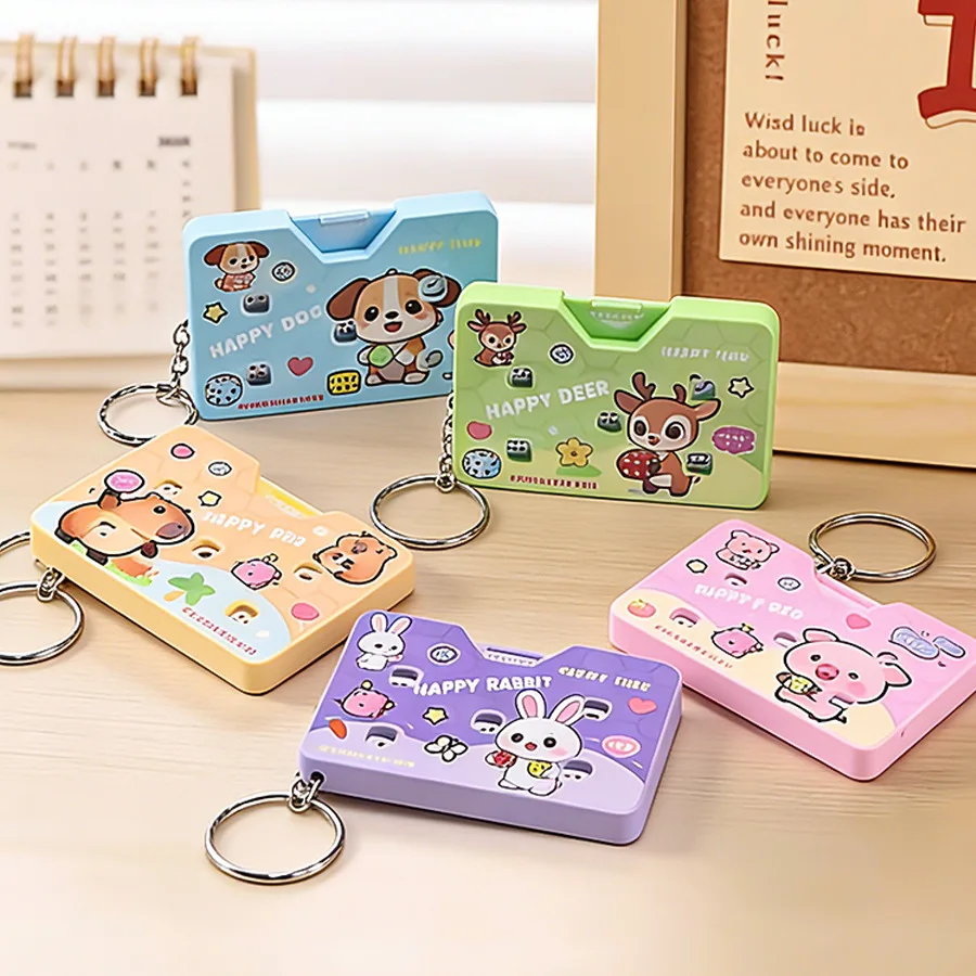 Cartoon Creative Press Card Dice Keychain Pendant Decompression Pendant Game Specific Portable EDC Toy Gift