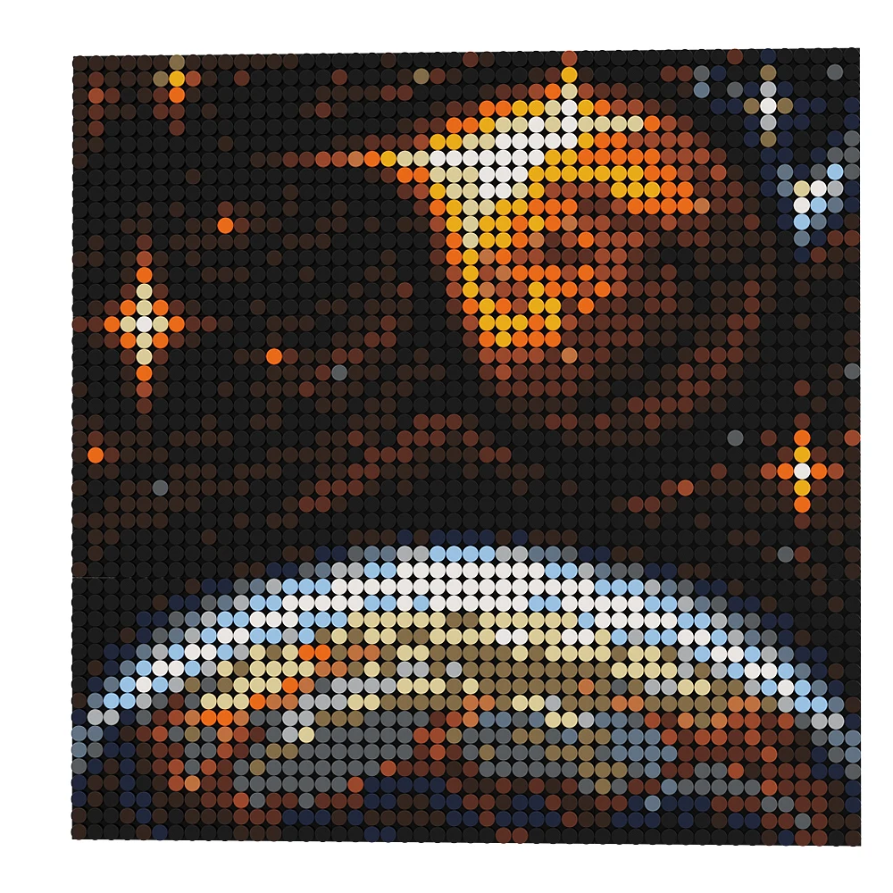 MOC Space Canvas Pixel Decorative Painting Hanging Picture Building Blocks Night Sky Breaking Dawn Sunset  Assembly Collection