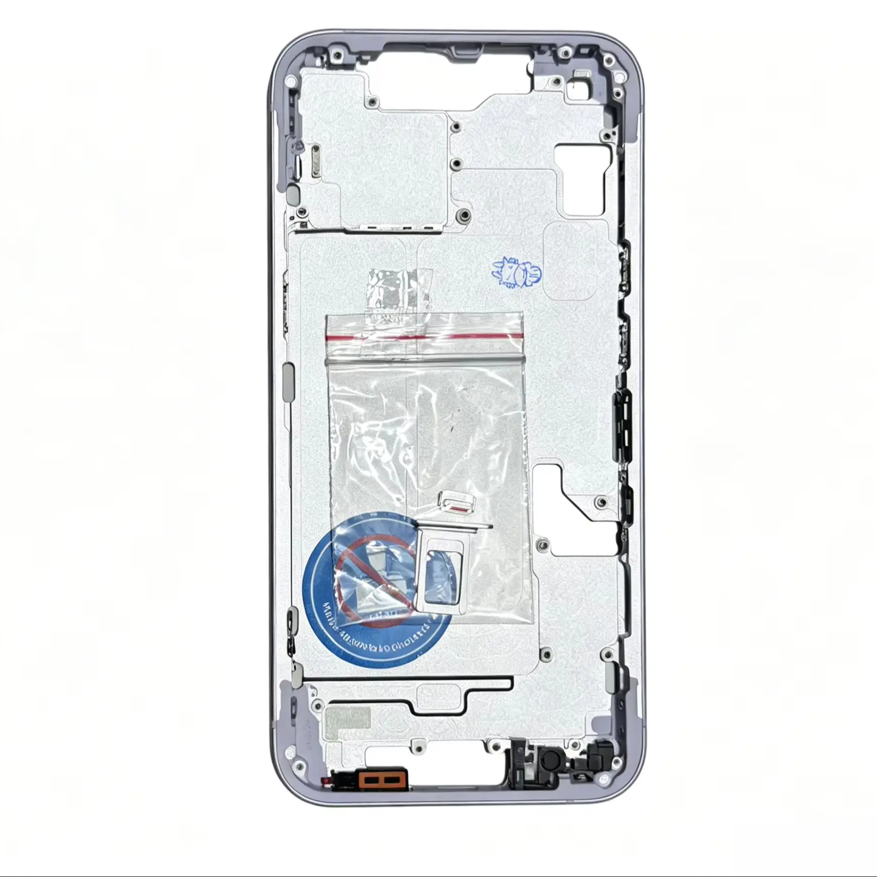 Zestaw obudowy środkowej ramki do iPhone'a 14, w komplecie z przyciskami i siatką do ładowania, do wymiany, bez tylnej szyby. — zdjęcie produktu 7