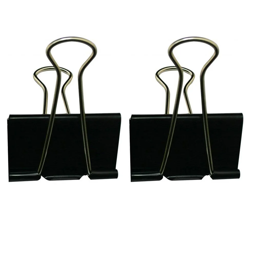 12 Pcs Binder Clips Black Metal Paper Office Supplies Stationery Financial For Daily Use 25mm