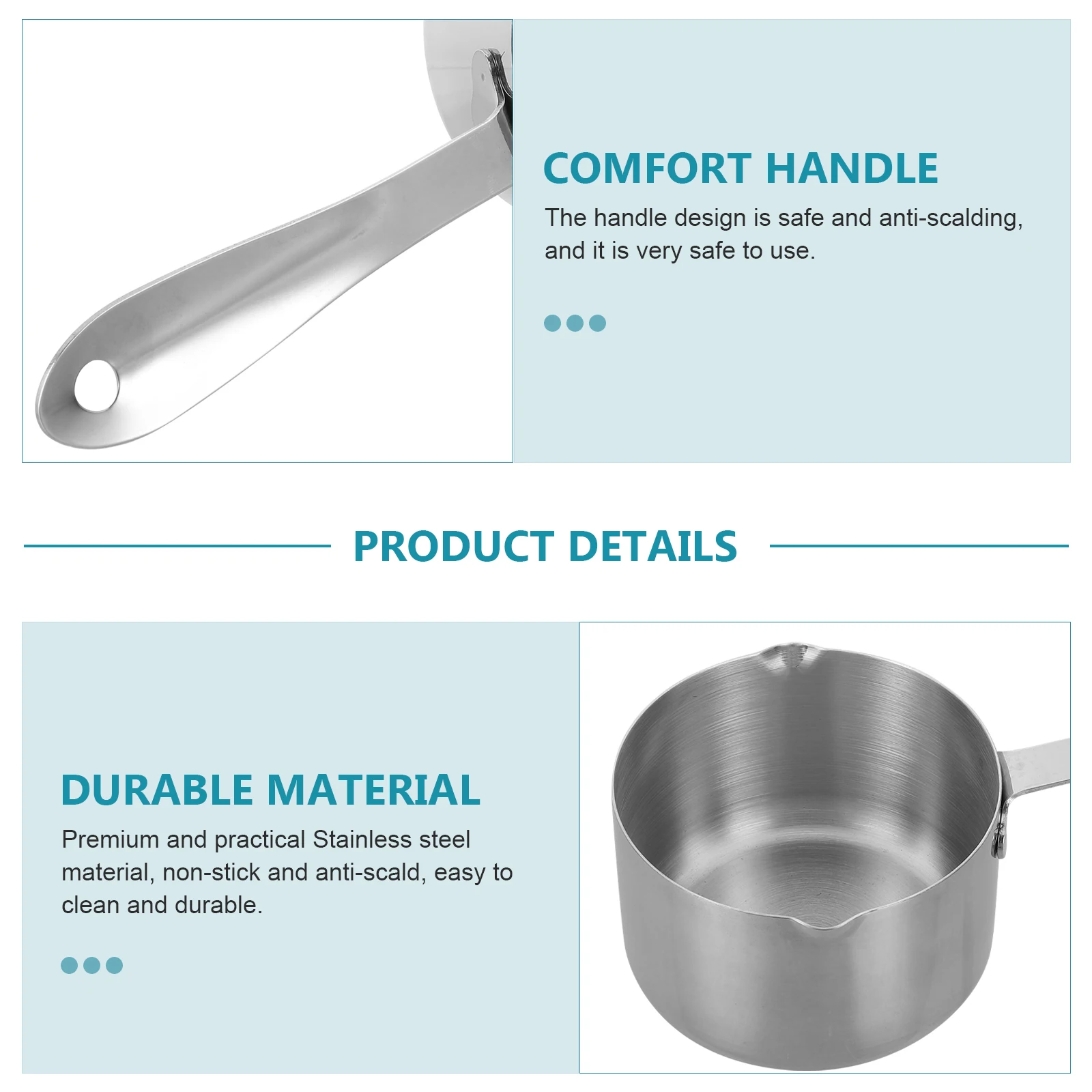 

Lightweight Small Milk Pan Nonstick Frying Pan Portable Stainless Steel Multi-functional Breakfast Steak Dumpling for Outdoor