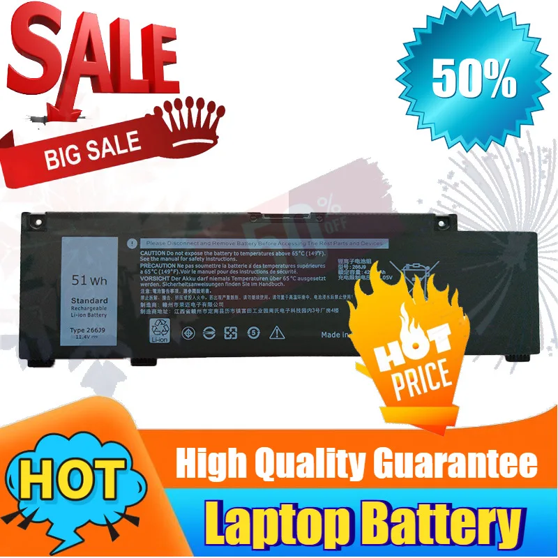 SWZY 266J9 Laptop Battery For Dell 5590 3790 3779 3500 3590 5500 P89F inspiron 14serise 15seirse 11.4V 4200mAh