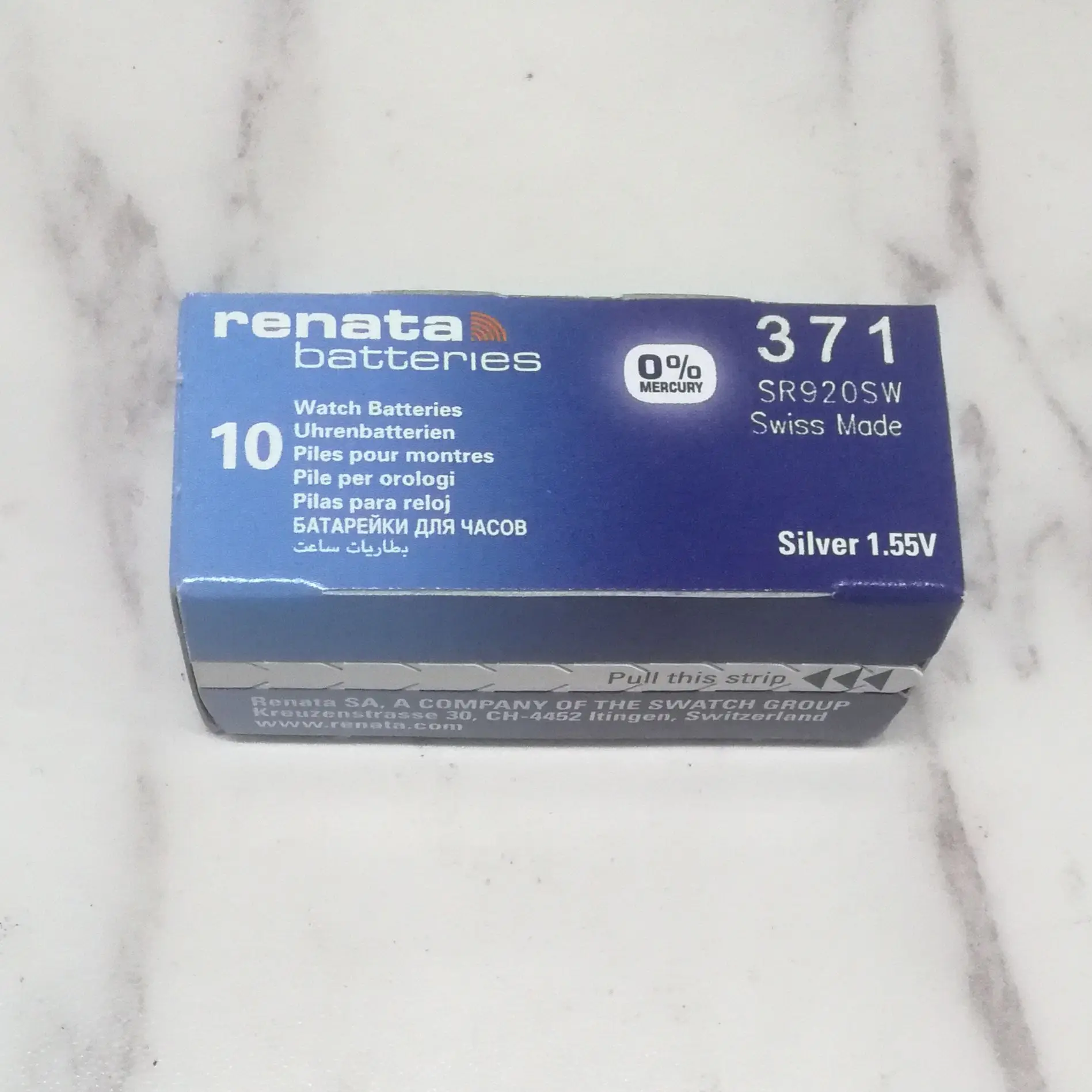 100 قطعة بطارية ساعة أكسيد الفضة ريناتا 371 SR920SW 920 1.55 فولت 100% العلامة التجارية الأصلية ريناتا 371 بطارية ريناتا 920
