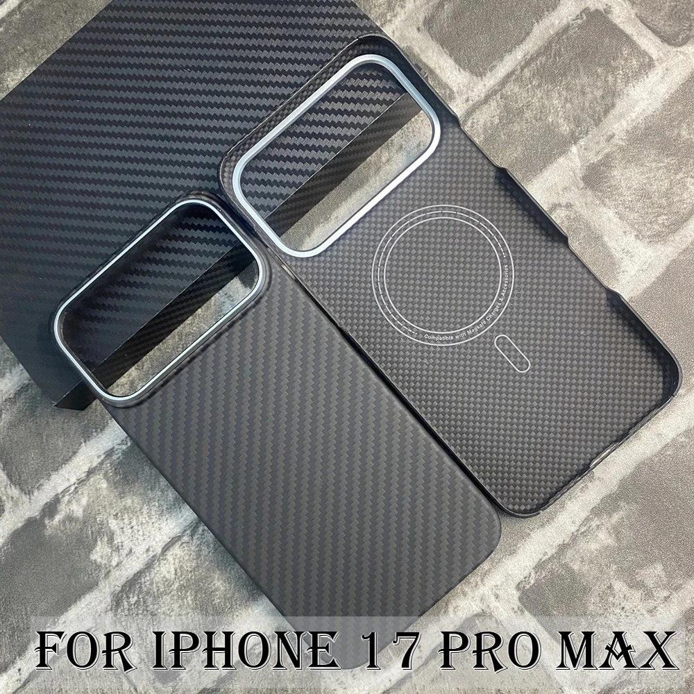 

High-end Real Carbon Fiber Aramid Fiber for Magsafe Case For IPhone 17 ProMax 17Pro Ultra-Thin Aluminum Alloy Lens Protect Cover
