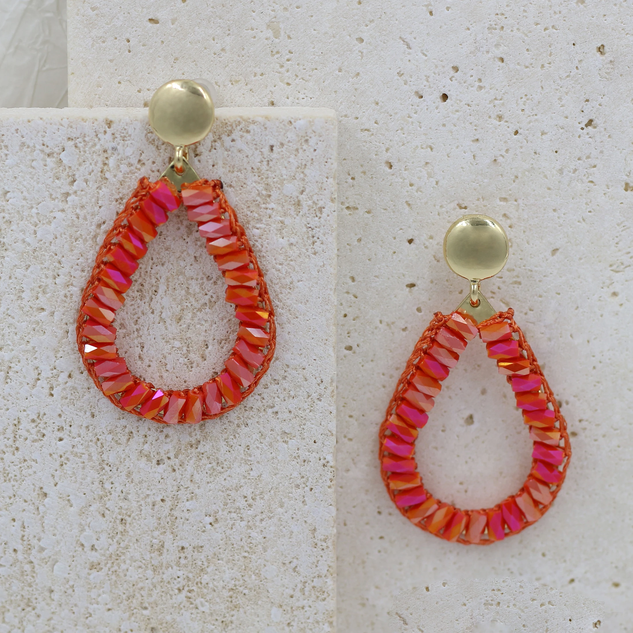 INKDEW Water Drop Earrings Handmade Crystal Beads Earrings For Women Jewelry Big Long Earrings Metal Ear Fashion Jewelry EA088