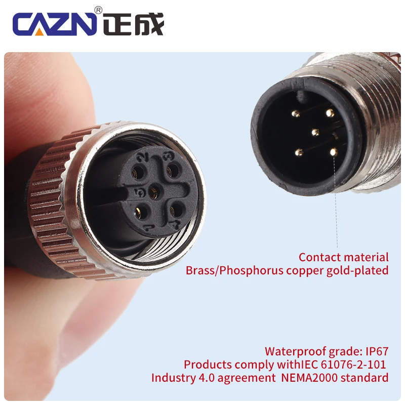 M12 120Ω Terminal Resistor Plug Male Female 2 3 4 5 6 8 12 17 Pin A/B/D IP67 for CAN Bus & Signal Termination