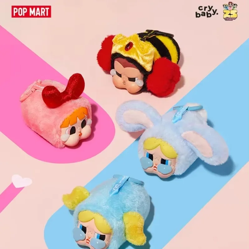 

POP MART CRYBABY x Powerpuff Girls Series - Виниловое лицо, плюшевая глухая коробка, загадочная коробка, кавайные украшения, фигурки, домашний декор, стол