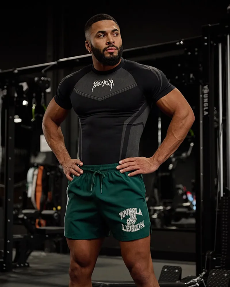 

Summer new Men's Tight T-shirt Jogger YA Sports Fitness Ice sensation Tight-fitting Running Training Speed Dry Short sleeves