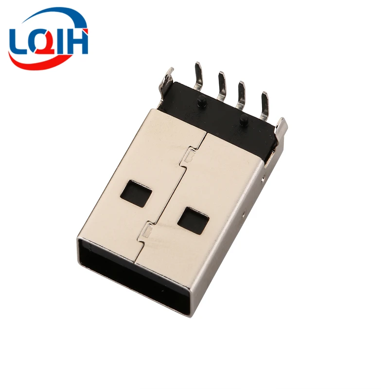 10PCS USB-A Male Plug Type A USB Male Connector Curved Pin 90 Degree Straight Pin USB AM Male 2.0  Socket