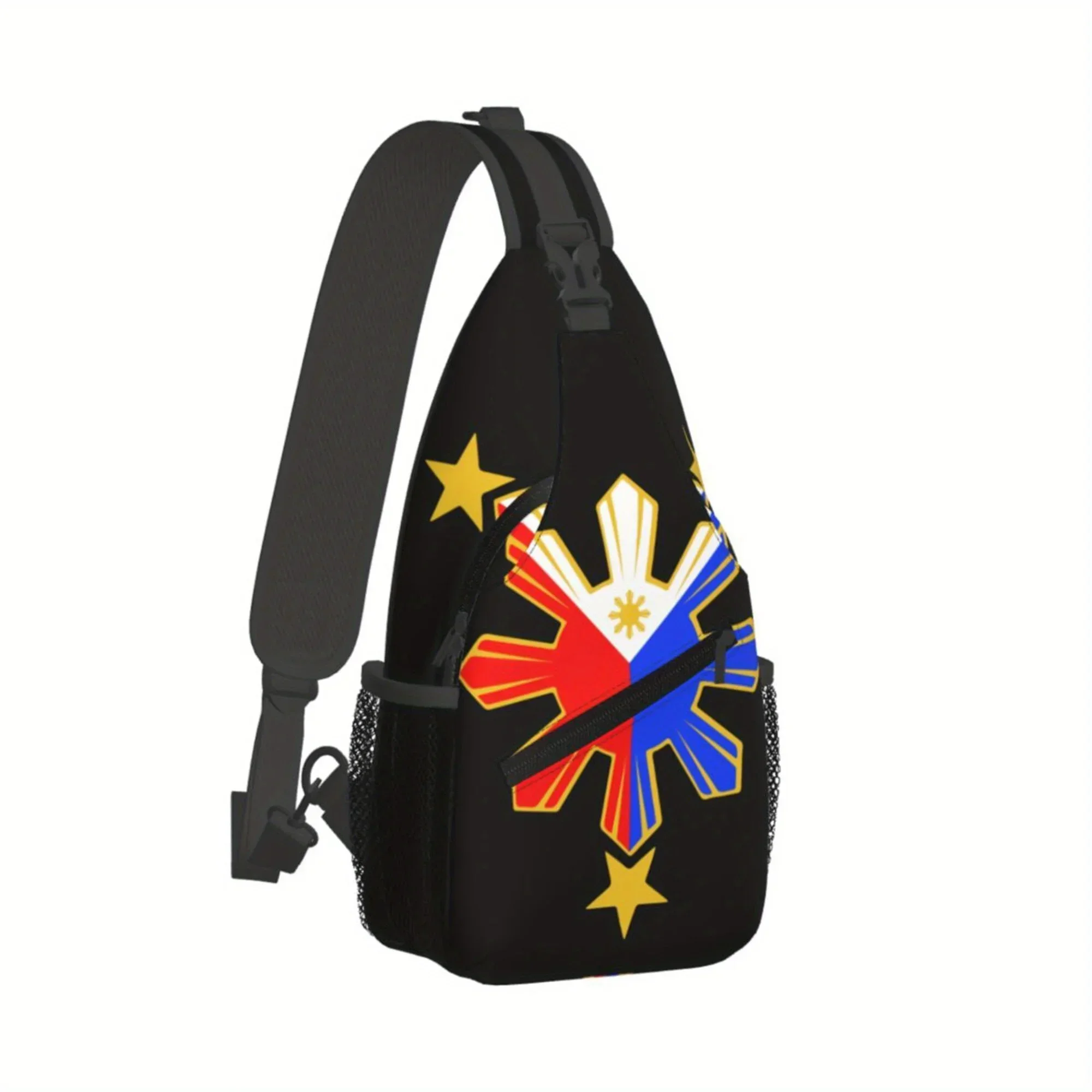 Custom Philippines Pride Star Flag Men'S Sling Bag, Front Pouch, Fashionable and Durable, Casual Versatile Chest Bag