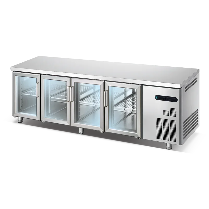 Kitchen Upright Refrigerator Freezer Stainless Steel Glass Door Vertical Freezer Refrigeration Equipment 2025