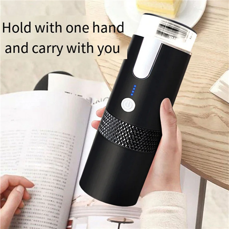 ماكينة القهوة الكهربائية اللاسلكية A44T 2X بقدرة 1200 مللي أمبير في الساعة قابلة لإعادة الشحن عبر USB للسفر والسيارة والمنزل المحمولة أوتوماتيكية بالكامل