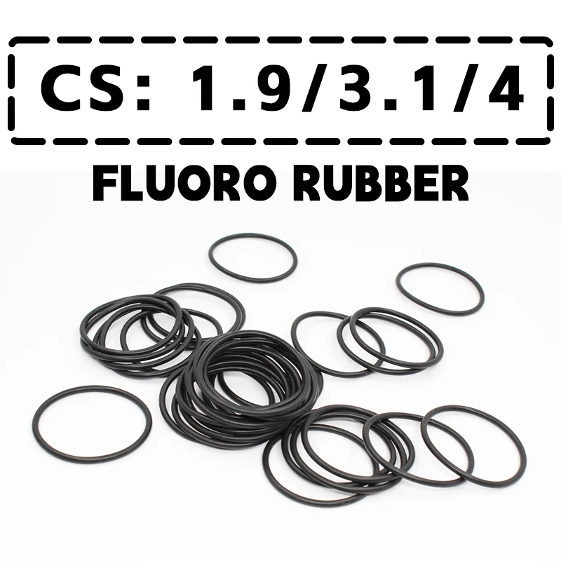 Thickness CS1.9/3.1/4mm Black FKM O-ring FPM Fluorine Rubber Sealing Gasket Rubber Washer Ring Wholesale In Specifications