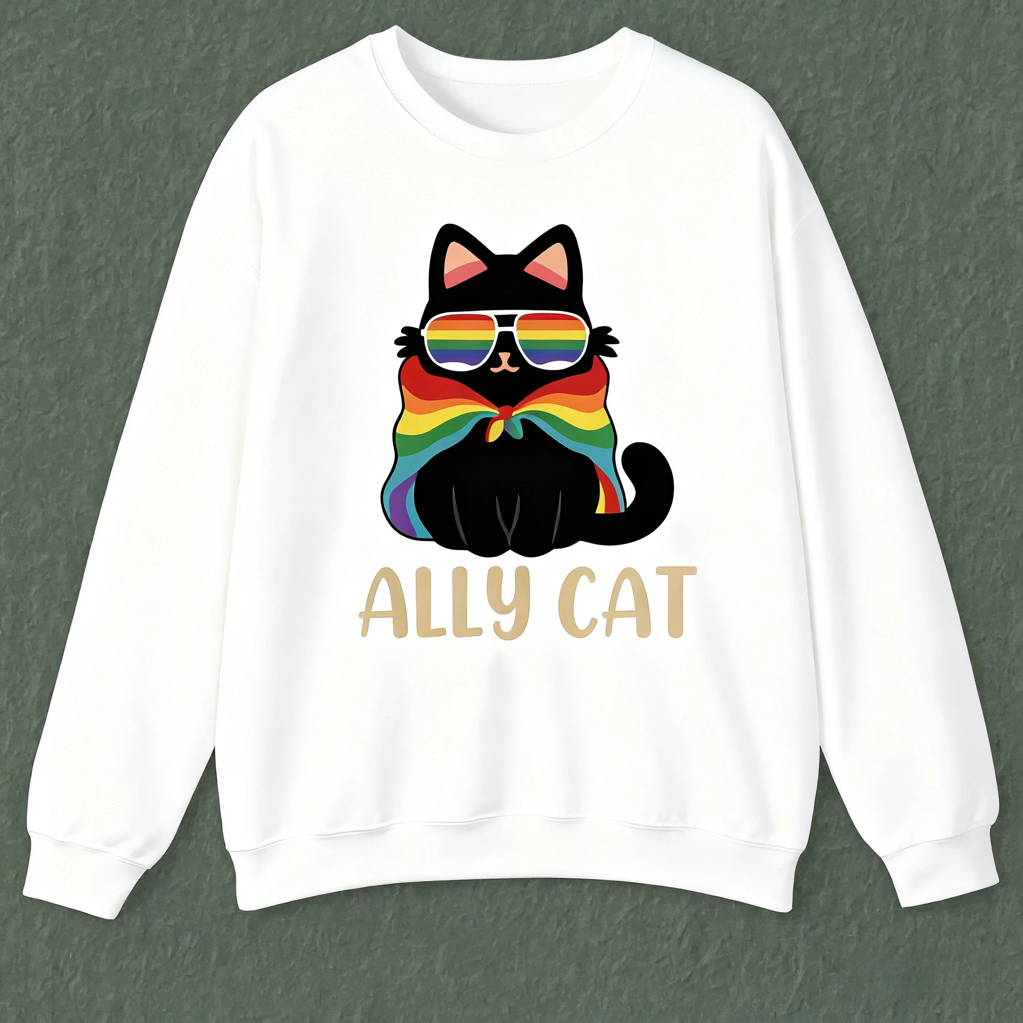 

Fun Cartoon Cat Pattern Printed Autumn and Winter Men's and Women's Long Sleeved Sportswear Casual Loose Outdoor Street Sports